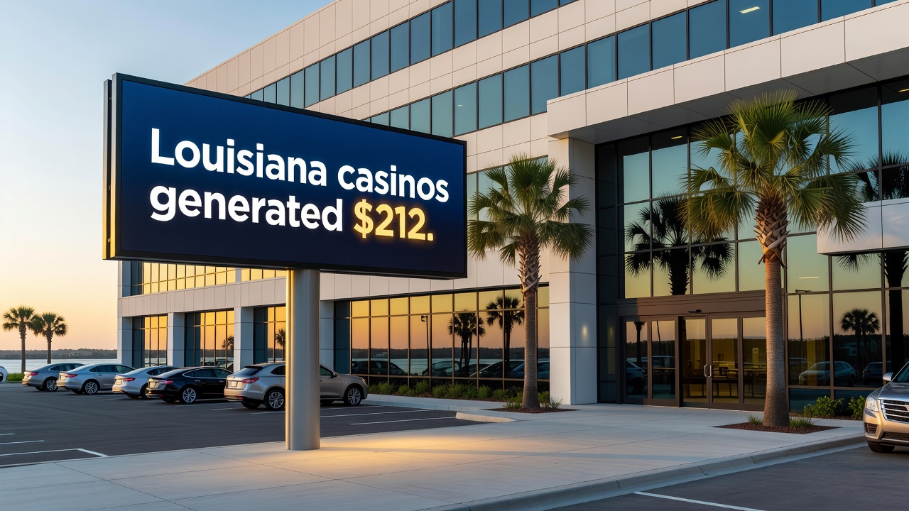 Sports betting terminal in a Louisiana casino with patrons