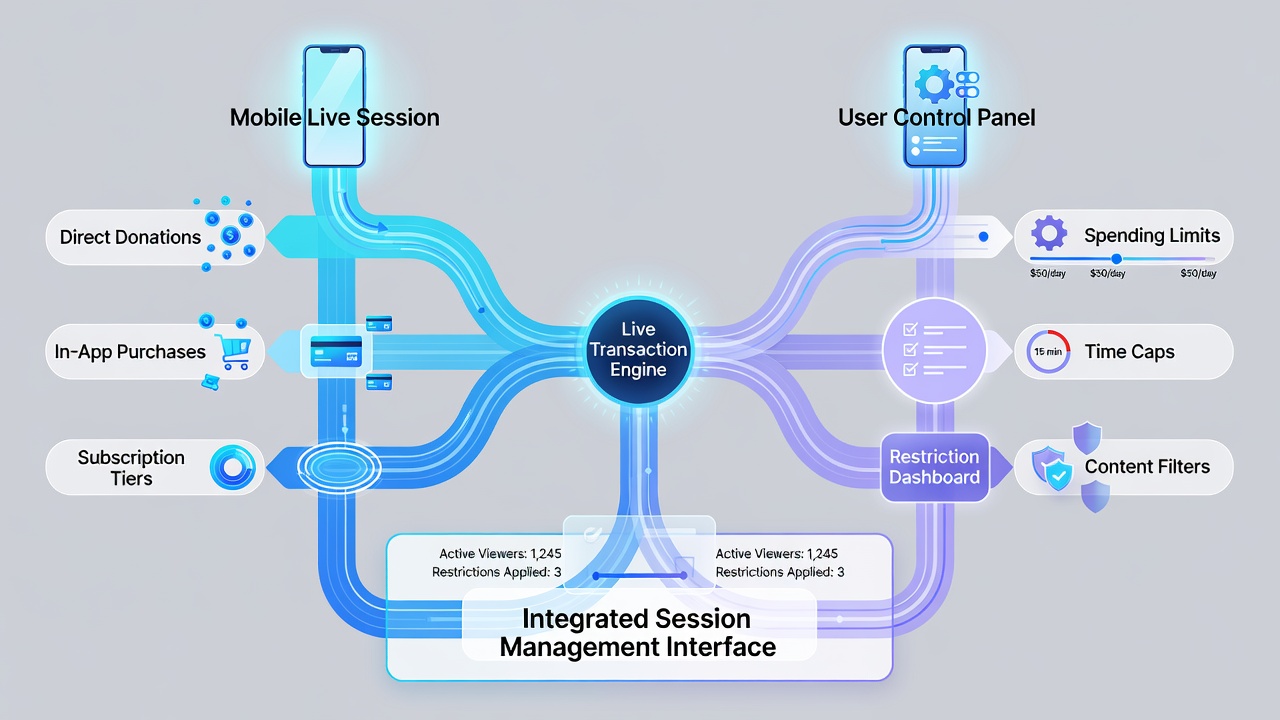 Diagram illustrating how payment pathways connect with self-restriction settings in mobile gaming environments
